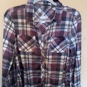 Purple & Navy Plaid Top